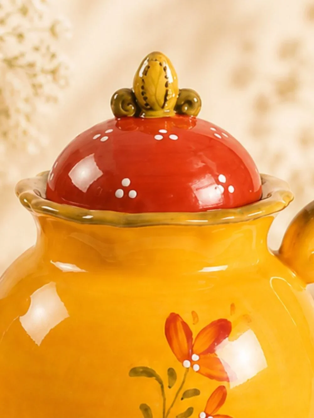 Vintage French Country Teapot & Matching Tea Cup Bienvenue by Demdaco